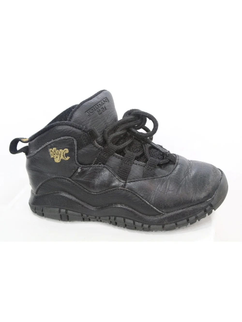 Nike Air Jordan 10 Retro Sneakers City Pack NYC Shoes Black Gold Youth Boy Sz 9C